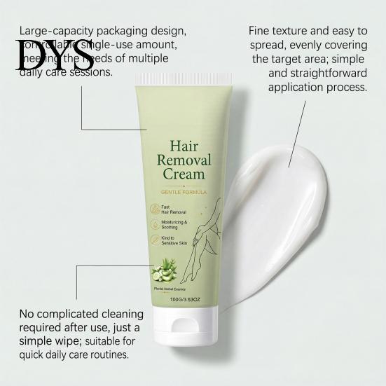 Gentle Depilatory Cream 100G Hair Removal with Spatula, Pain Free Remover Easy Apply for Men Women, Facial Legs Arm Underarms Painless