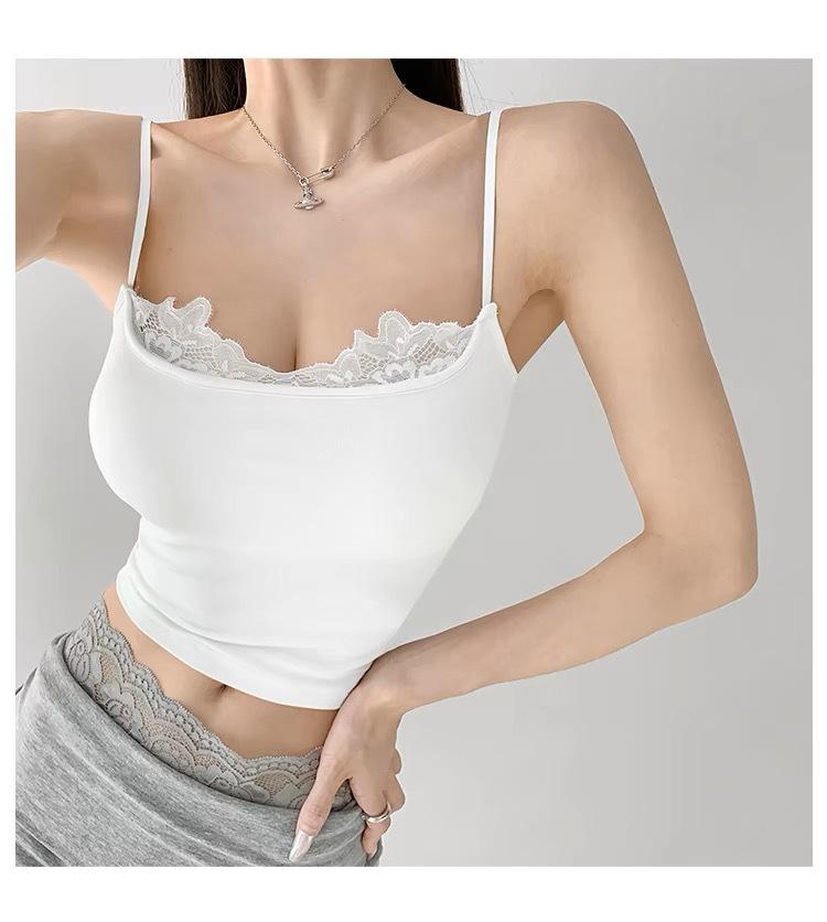 Rayon Lace Trim Sexy Camisole for Women - 2024 Summer Slimming Top