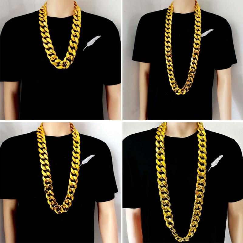 2 Pezzi Collana a Catena Dorata Stile Hip Hop Gioielli da Collo Catene da Rapper Materiale CCB Regalo Perfetto per Uomini e Donne