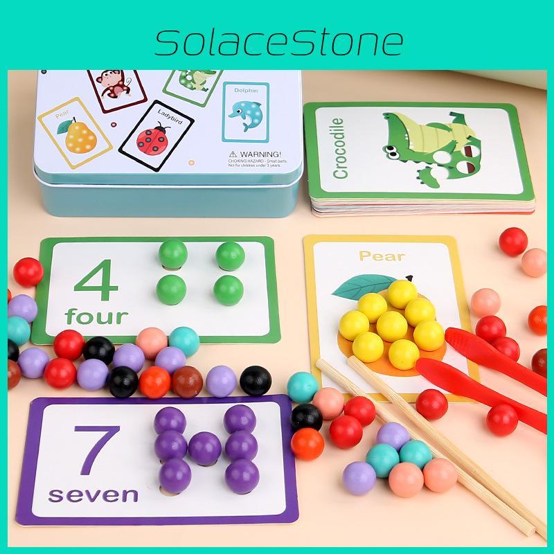 Wooden Montessori Number Matching Bead Clip Toy For Early Education And Toddler Focus Training