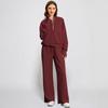 Fashionable Women's Two-piece Zipper Sweatshirt Wide-leg Sweatpants Casual Suit