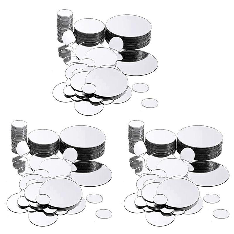 A84X-300 Pieces Mini Size Round Mirror Small Round Mirror Adhesive Mirror Round Craft Mirror Tiles For Crafts серебряный