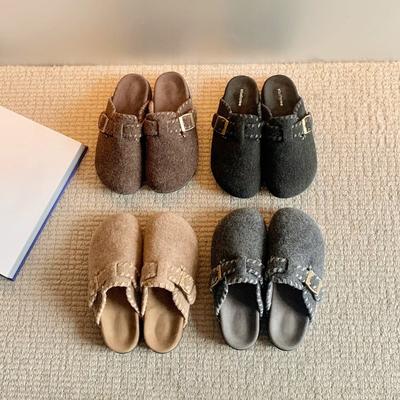 Fall/Winter New Style Buckled Thick-Tread Shoes, Heeled Platform Slippers, Women's