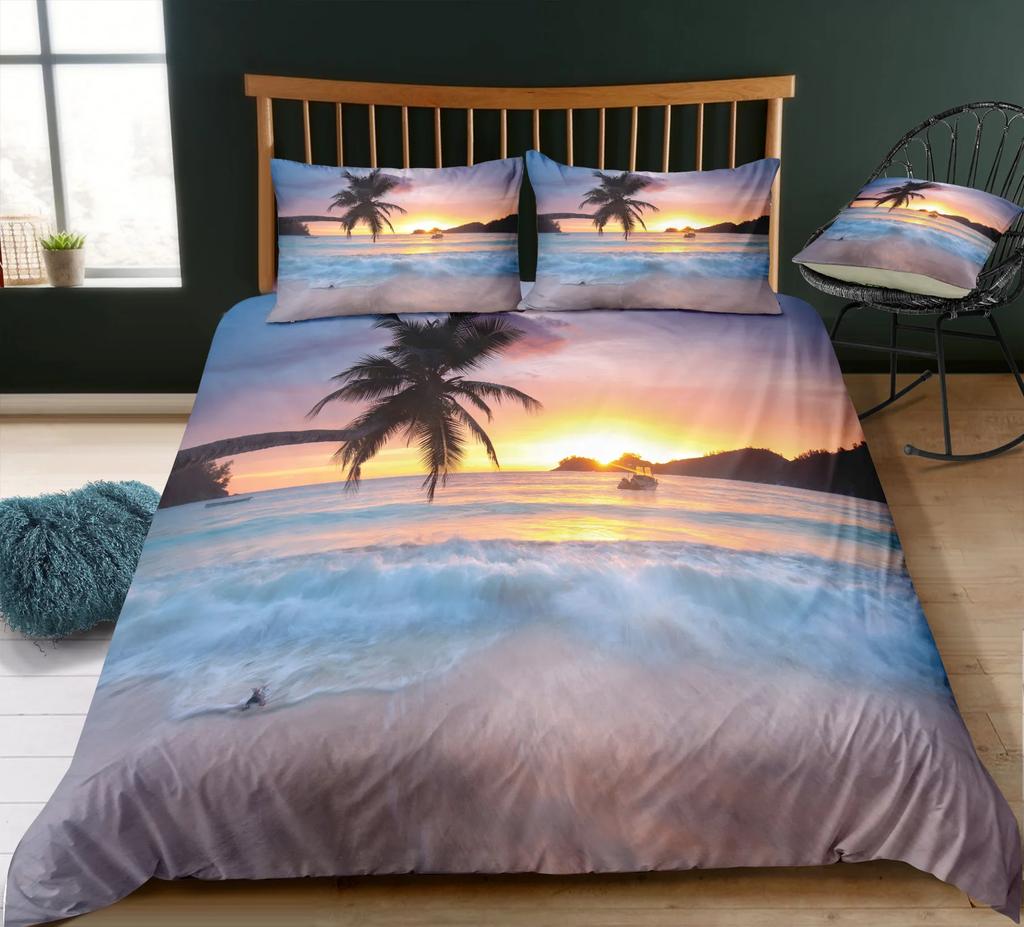 Bed Clothes Super Soft Comfortable Bedding Set AU Double US California King EU Twin Size Bedclothes Beautiful Scenery Quilt Set