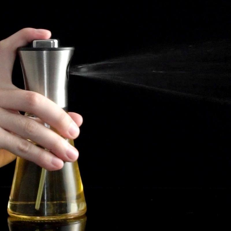 304 Stainless Steel Glass Oil Spray Bottle - Press for Controlled Oil Dispensing