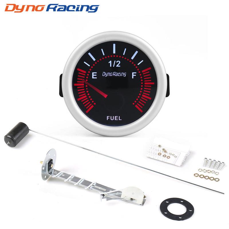 Dynoracing 2  52mm Universal LED Smoke Lens Car Auto Fuel Level Gauge Meter With Fuel Sensor E-1/2-F Pointer BX101317