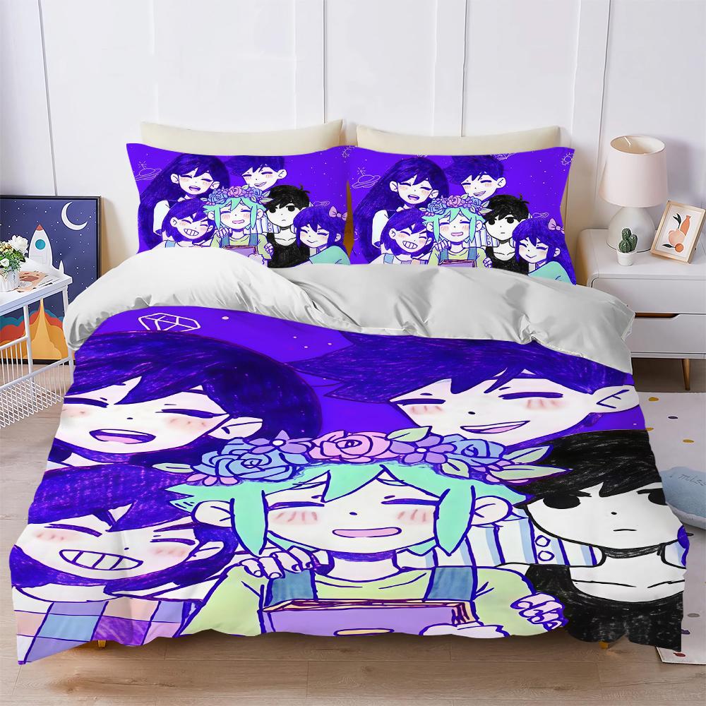 

Game O-Omori Duvet Cover Set Soft Wash Bed 3 Piece Summer Comfortable Student Dormitory Home Baby Bedding Best seller (135x200cm)