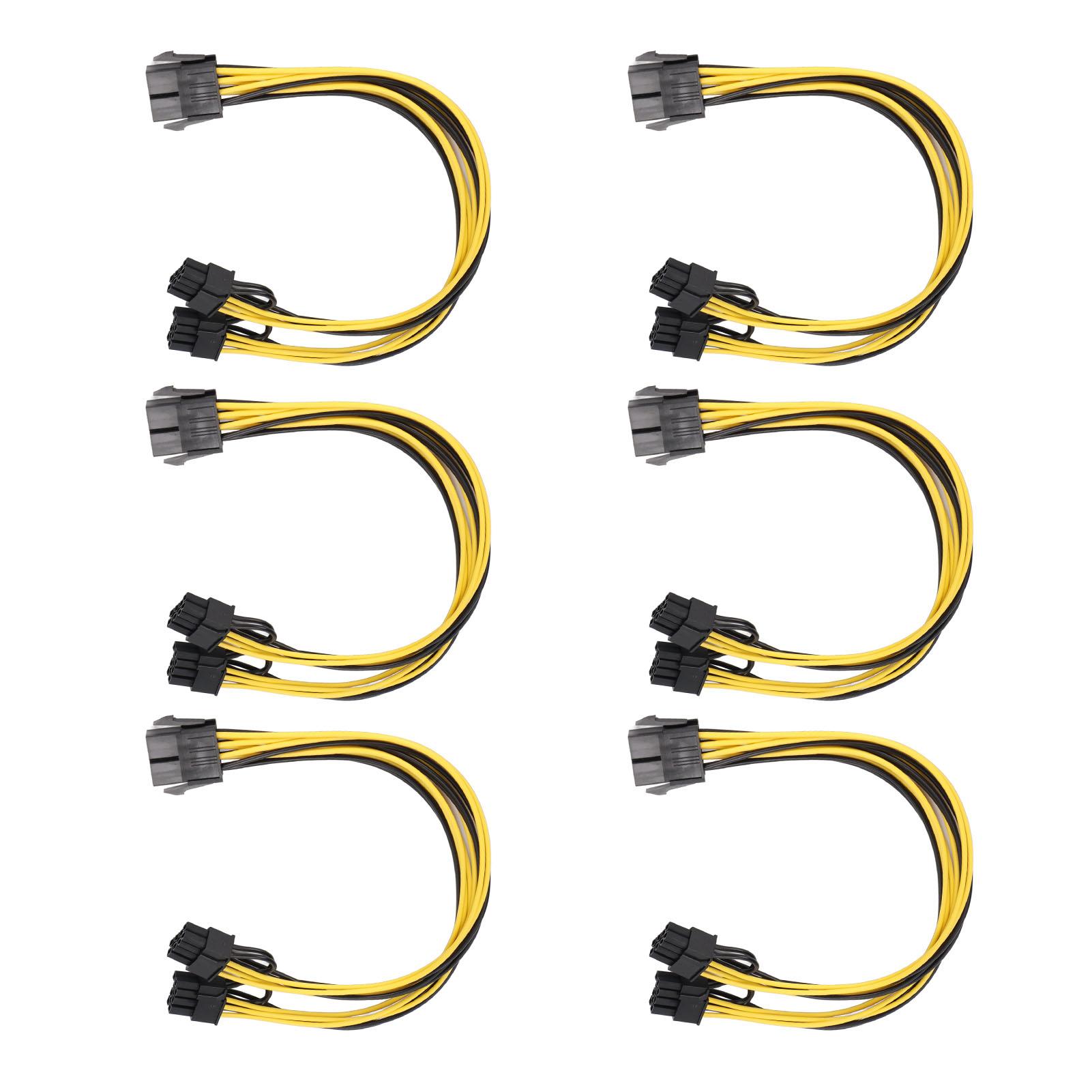 

6Pcs Power Cable PCIE 8Pin Female to 2 End Double Port 8Pin Male 18AWG GPU Power Adapter for Computer Accessories