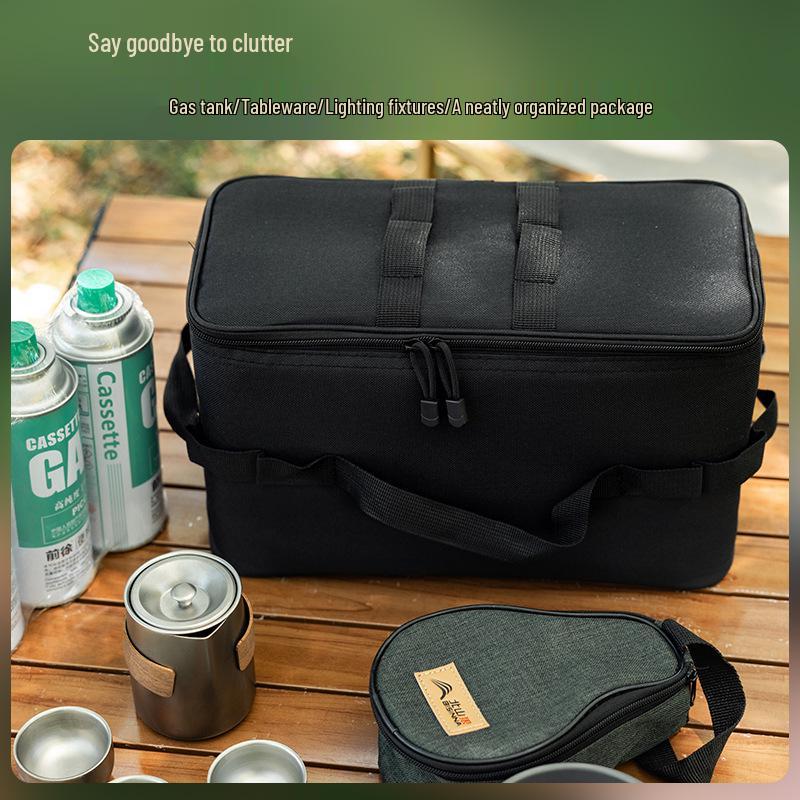 Portable Outdoor Tool Bag for Camping & Picnic: Multi-Compartment Storage for Gas Stove & Cutlery