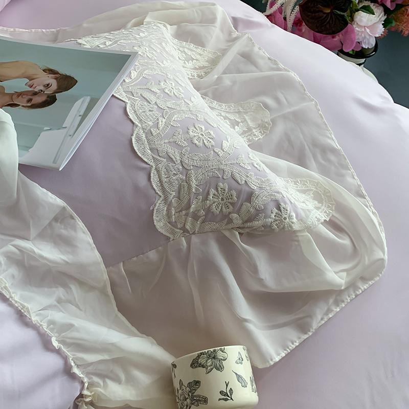 French Style Bedding Set Princess Duvet Cover Set Cotton  Chiffon Lace Ruffle Comforter Sets Luxury Girls Wedding