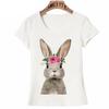 Colorful Baby Rabbit With Flower Crown Prints T Shirt Summer Fashion Women S Short Sleeve Cute