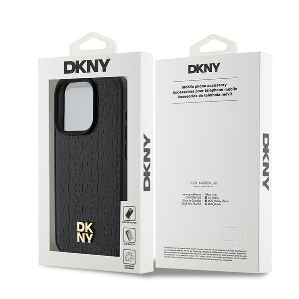 Dkny Dkhmp15Lpshrpsk Iphone 15 Pro6.1 Czarny/Black Hardcase Leather Pattern Monogram Metal Logo Magsafe