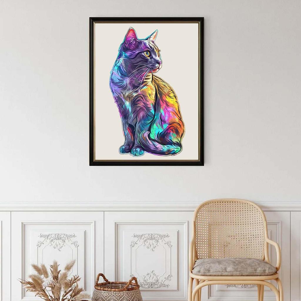 Delobil Wooden Jigsaw 5mm Christmas Uniquely Shaped Micro Interior Includes Clear Sheet x 200-Piece Puzzle, Thick, Cat, Design, Pieces, Laser-Cut