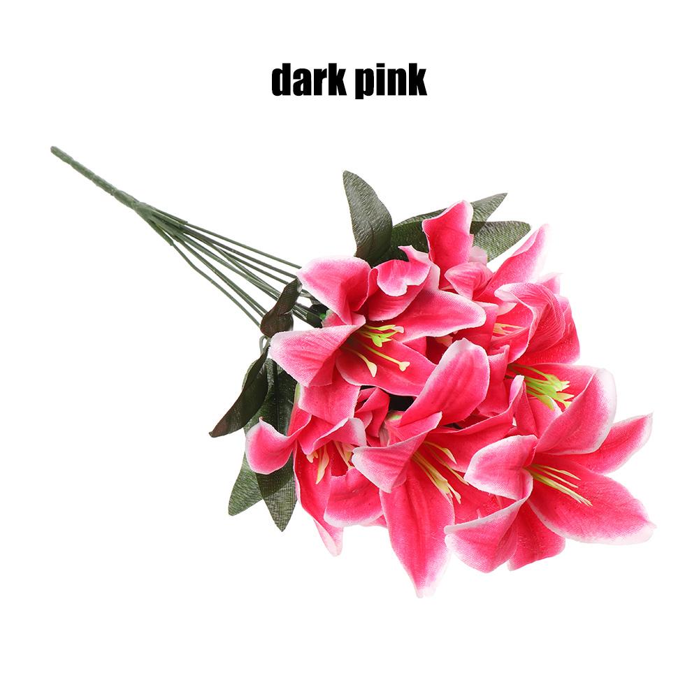 10 Heads Artificial Silk Lilies Flowers European Multicolor Fake Bridal Flower Bouquet Wedding Home Party Decoration Flowers