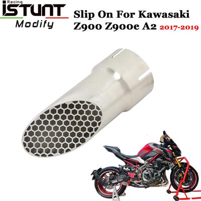 Motor GP Uitlaatsysteem Slip-On Voor Kawasaki Z900 Z900e A2 2017 2018 2019 Roestvrij Staal Geluiddemper Met Gaas
