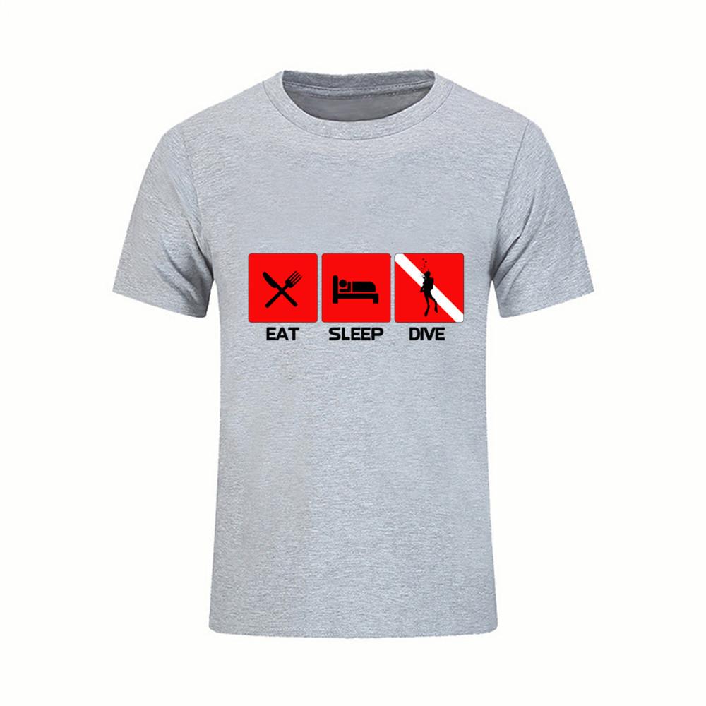Eat Sleep Dive Letter Printed O Neck T Shirt Summer Arrival Short Sleeve T