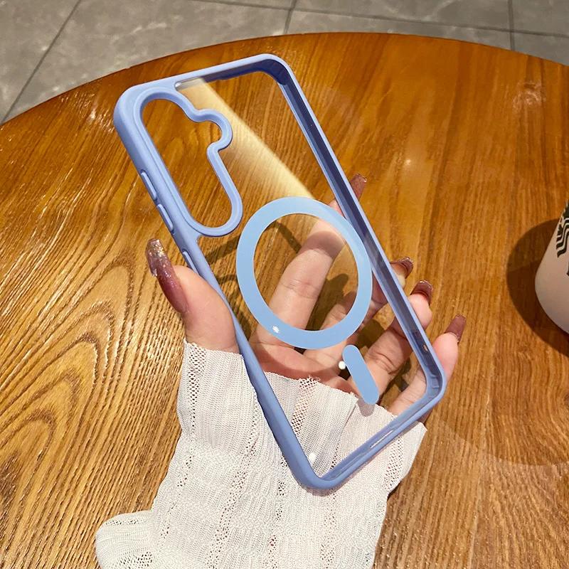 

For Magsafe Wireless Charge Case for Samsung Galaxy S26 S25 FE S22 S23 Plus S24 Ultra Clear Shockproof Magnetic Bumper Cover S25 Ultra