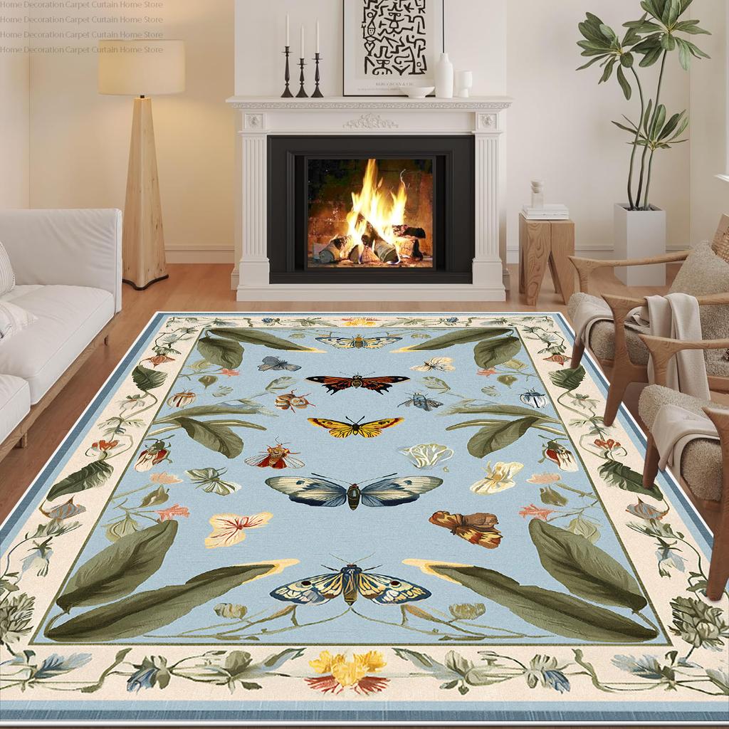 Botanisch Vlinder Bloemenkleed voor Woonkamer Groot Tapijt Decoratie Slaapkamer Nachtkastje Antislip Pluizig Wasbaar Terras Vloermatten