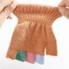 Kids Knitted Gloves Winter Half Finger Gloves Soft Color Block Warm Wrist Gloves for Boys Girls Indoor Outdoor Use