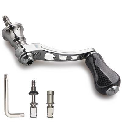 VERHÖHERTER 45-50mm Variabler Rollengriff mit 22mm Aluminium-Knauf 20mm Carbon-Knauf für Shimano Daiwa Allgemeine Spinnrollen Arch Series (ausgestattet mit