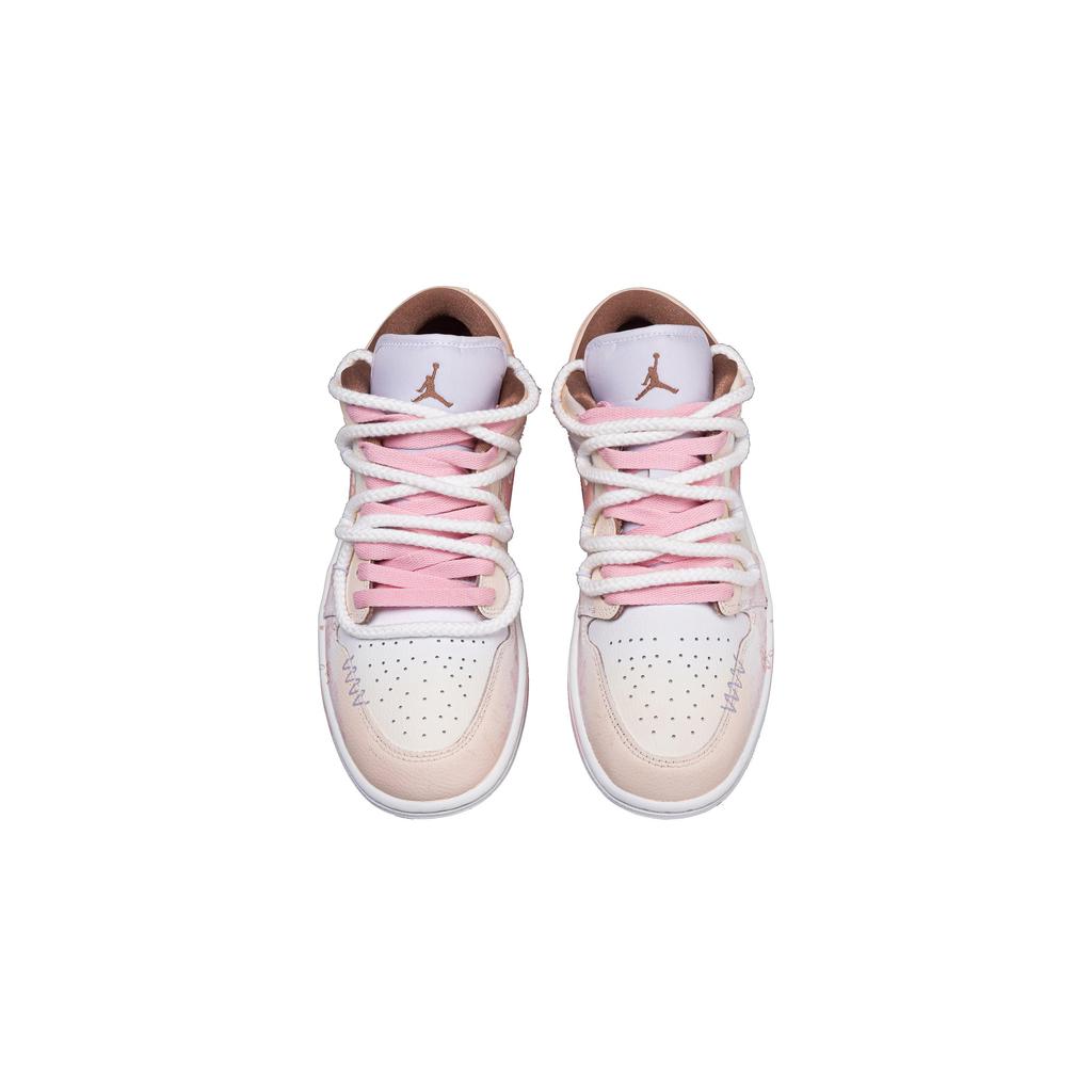Jordan Air Jordan 1 Flower In The Mid Summer Low Top Vintage Basketball Shoes Unisex Light Pink DC0774-202(Team376)