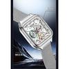 Luxury Men's Quartz Watch Fashion Square Case Week Date Display Waterproof with Silicone/Mesh Band Casual Wristwatch for Men