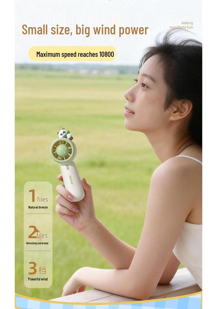 Cartoon USB Rechargeable Mini Handheld Fan - Outdoor Portable with Powerful Wind