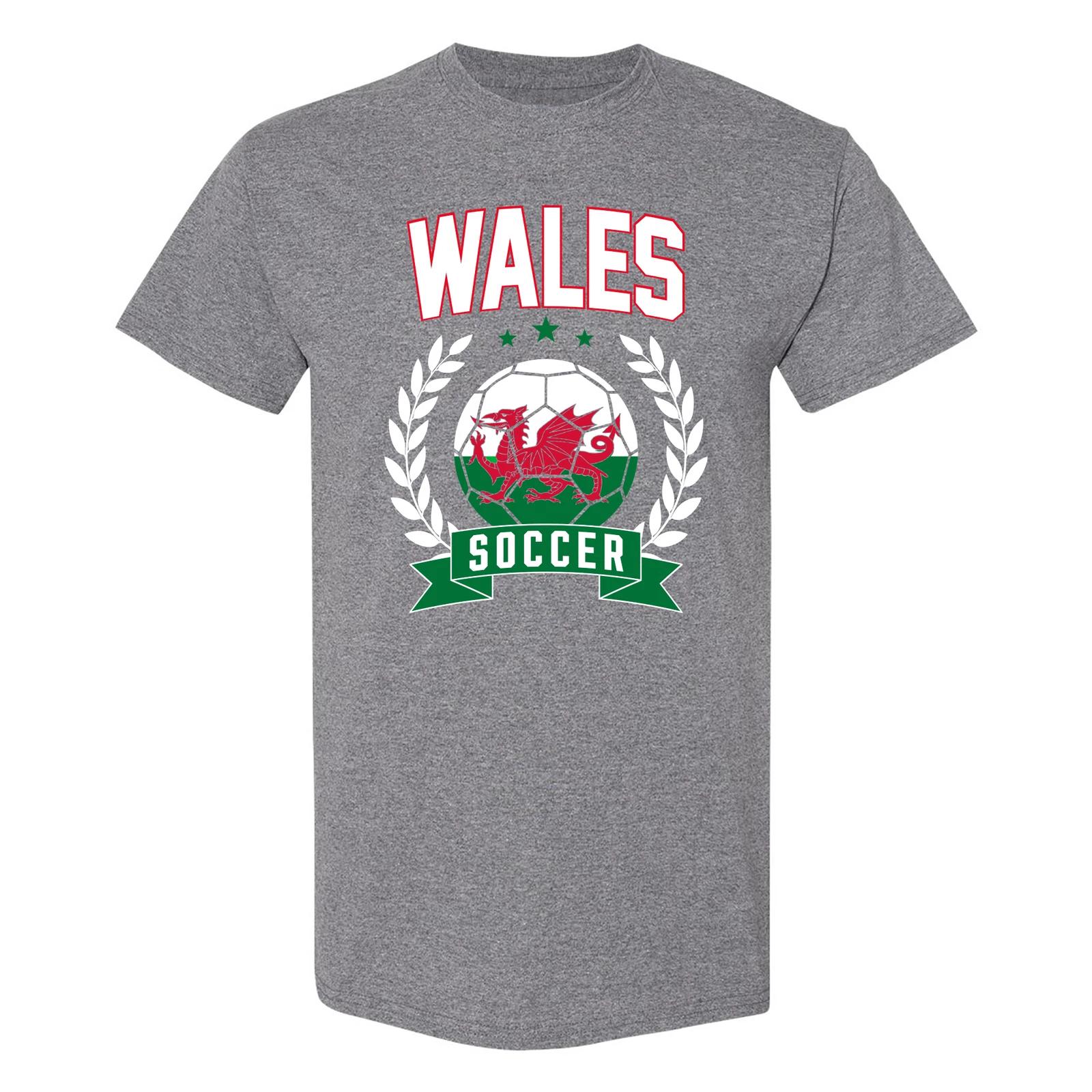 Wales Soccer Laurel - World Cup T Shirt - Graphite Heather 3XL