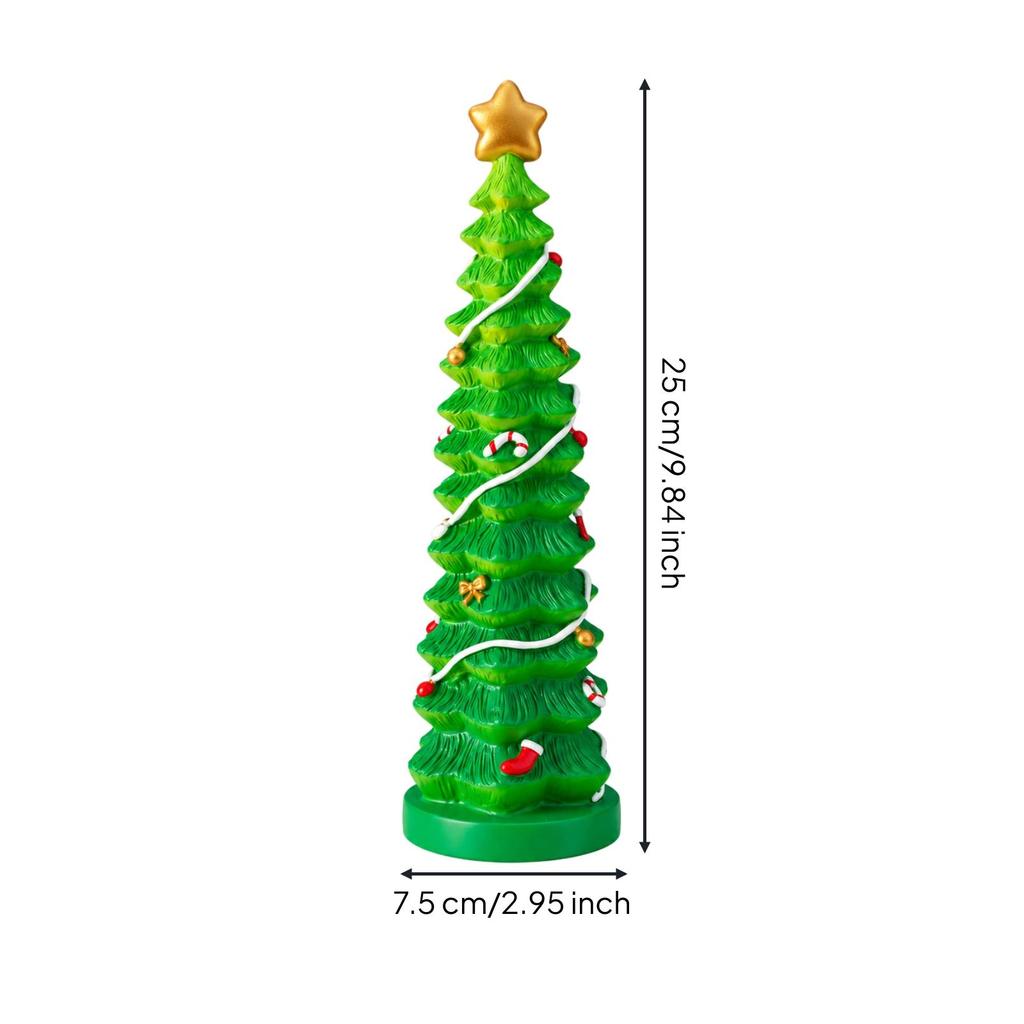 Tabletop Christmas Tree with Star Topper Freestanding Round Base Compact Holiday