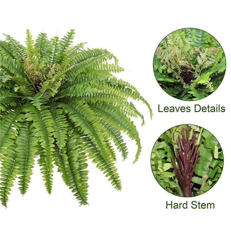 A84X-4X Artificial Ferns For Outdoors & Indoors,Large Faux Ferns Fake Boston Fern Plant For Planter Garden Porch Entrance B