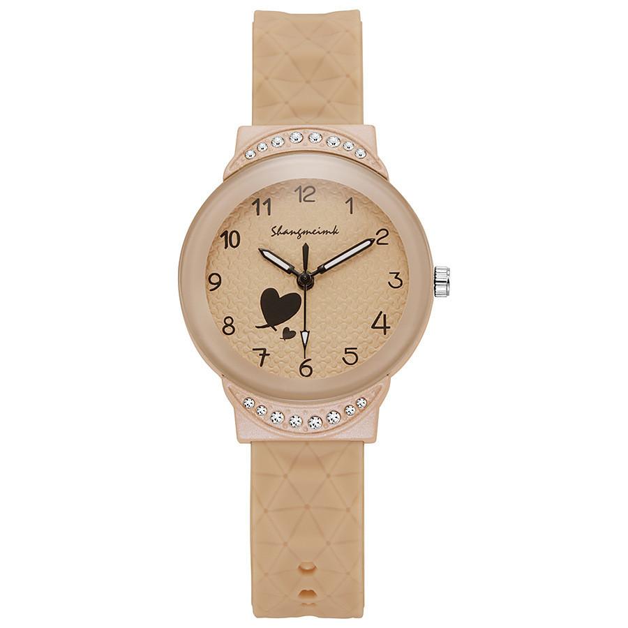 Studentklocka Flickor Kvarts Silikonarmband Med Dekorativ Urtavla För Mellanstadiet Tonåringar