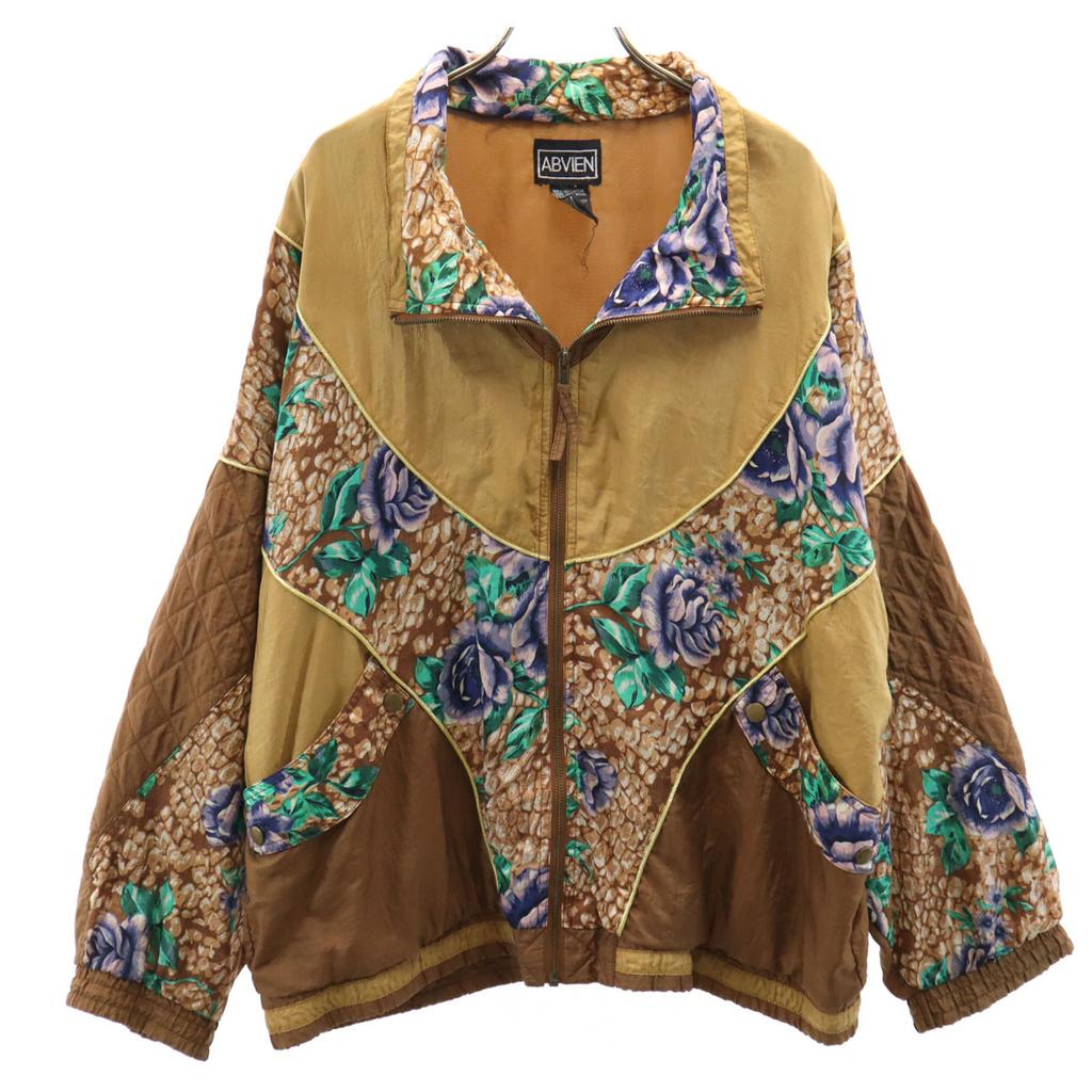 ABVIEN 90s Old Floral Nylon Jacket XL Brown Women Used