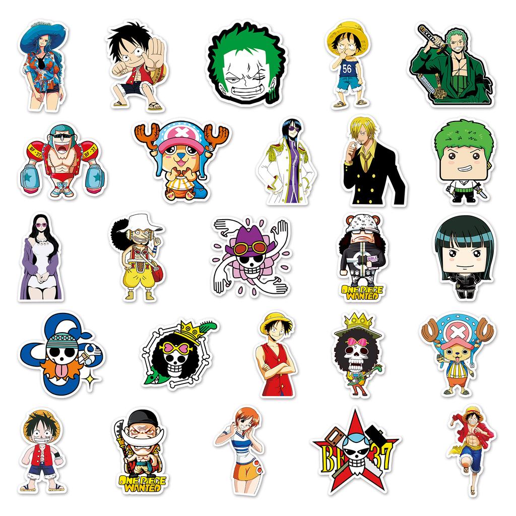 Generic One Piece Luffy 50 Pcs Waterproof Graffiti Anime Stickers Decorative Decals For Luggage Skateboard Motorcycle Car Fans