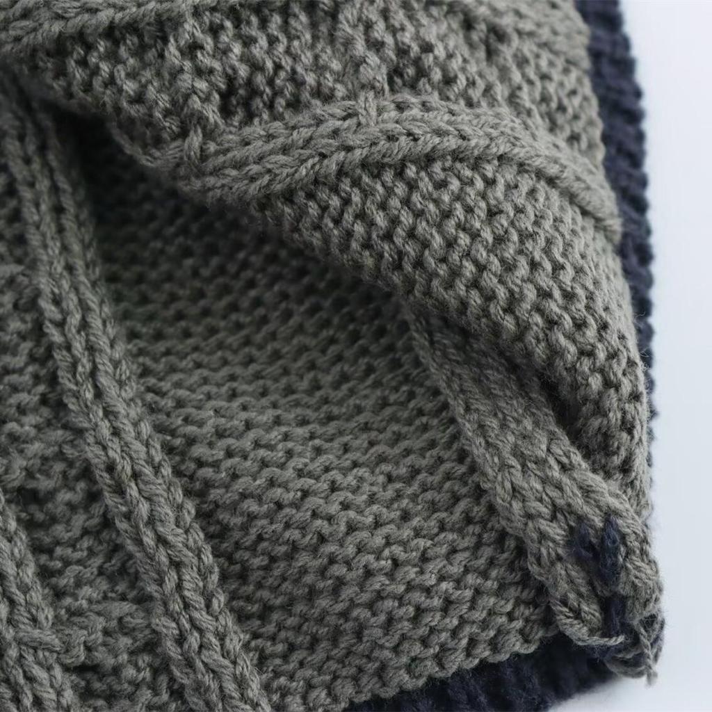 2025 Spring Women's Sweet Casual Loose Knit Cardigan with Cable Pattern