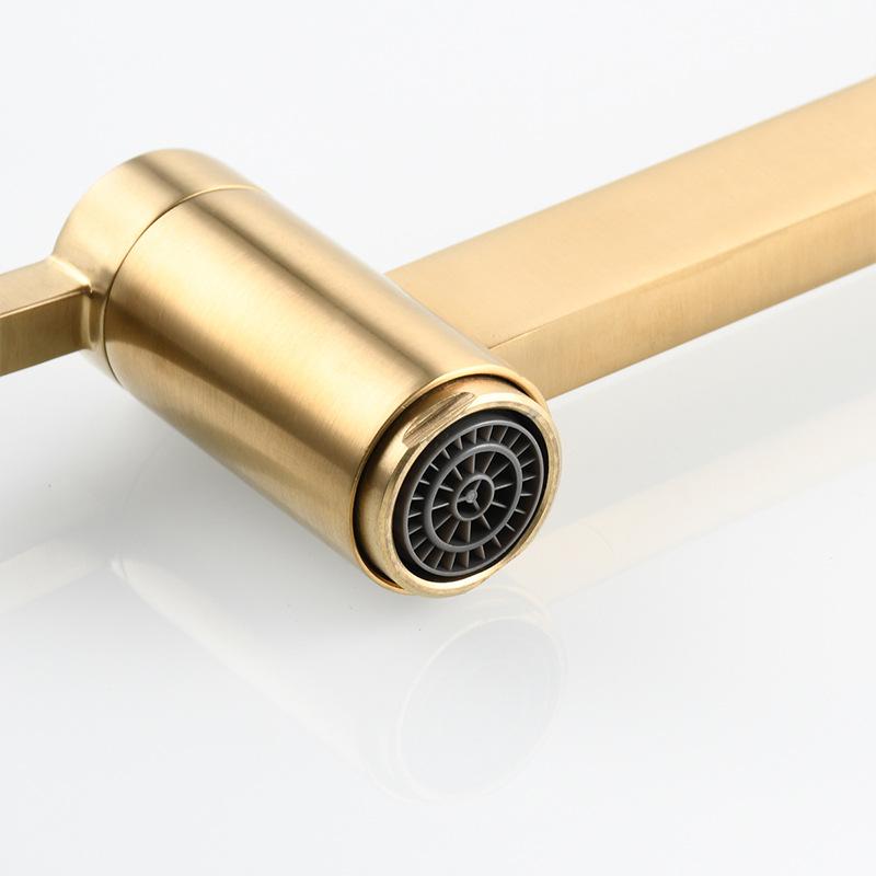 Tuqiu Pot Filler Tap Wall Mounted Foldable Kitchen Faucet Single Cold Single Hole Black Sink Tap Rotate Folding Spout Gold Brass