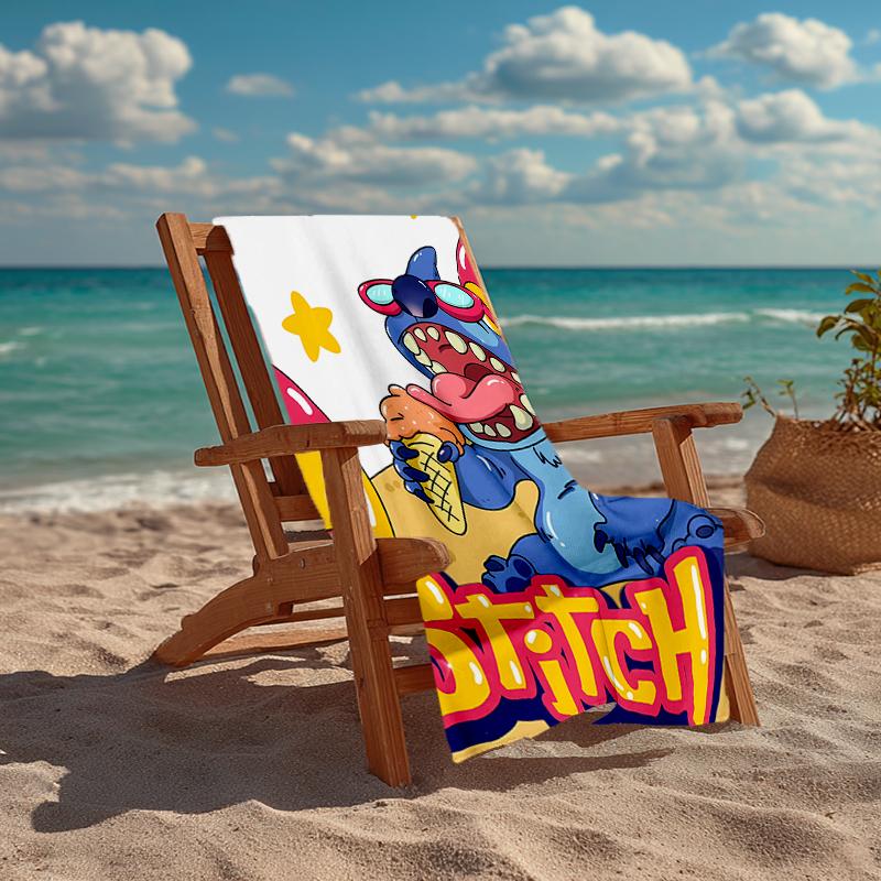 Ultra-Soft Beach Towel with Stitch Theme,Ideal for Pool - Camping, Diving - Perfect Travel Essential, Vibrant Beach Towel.