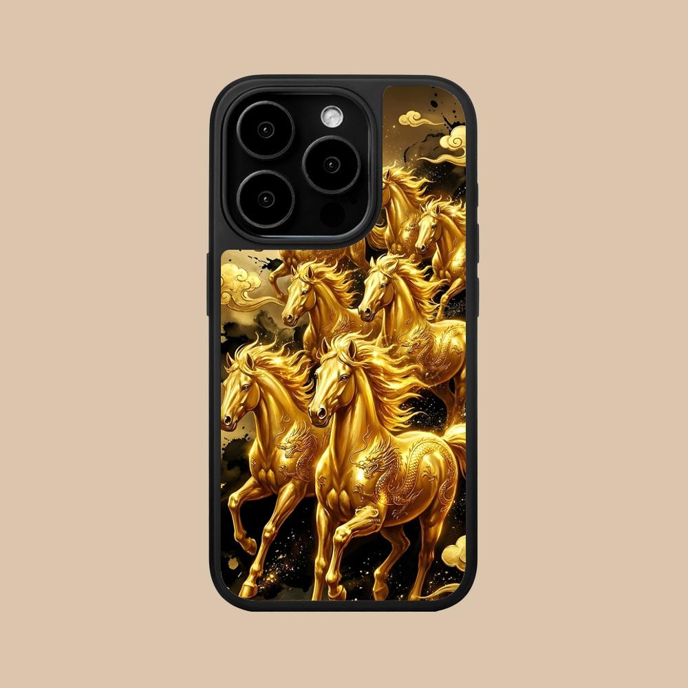 Golden Horse Year Mobile Phone Case for iPhone 17 16 15 14 13 12 11 Air Pro Max Plus Matte Surface Colorful Cover Pretty Cover