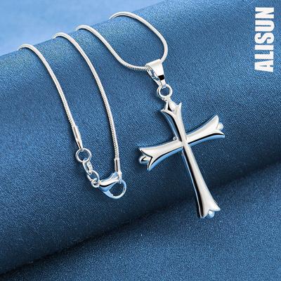 925 Sterling Silver Classic Cross přívěsek náhrdelník Módní svatební šperky