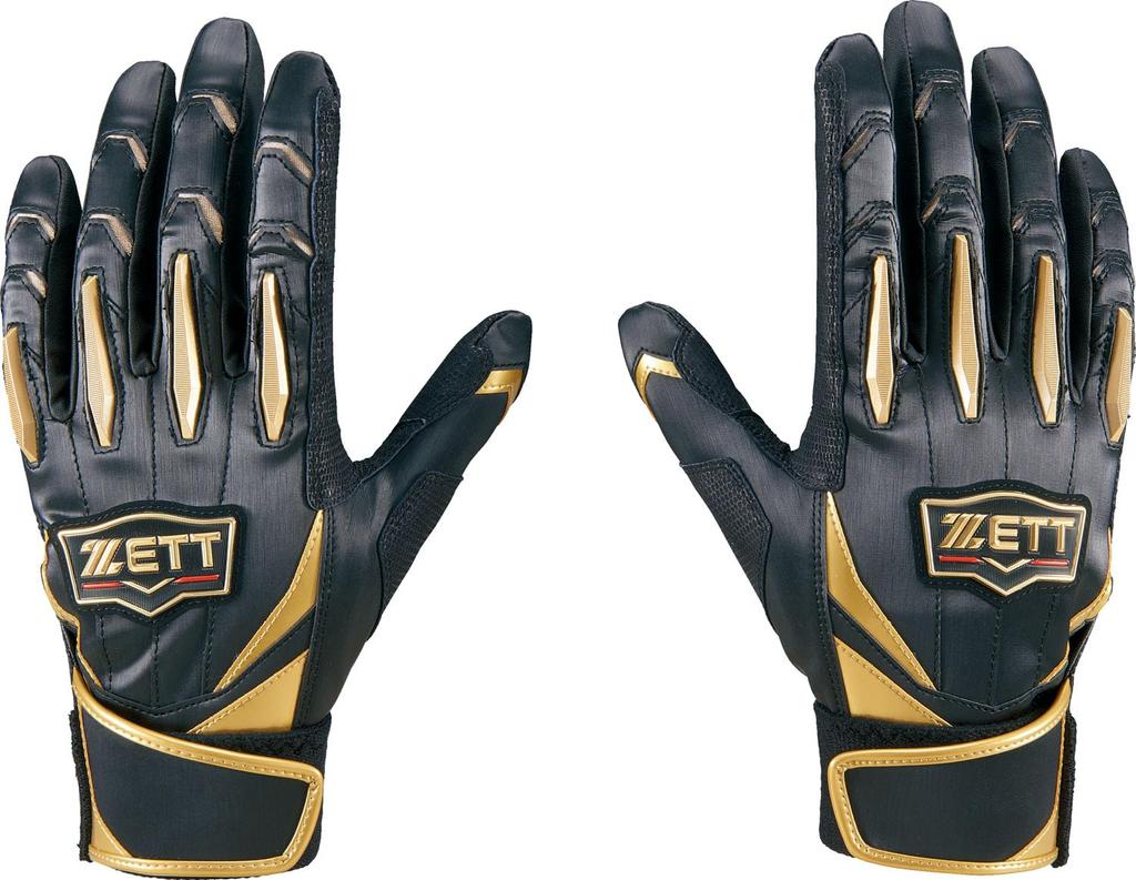ZETT Pro Status Baseball Batting Black x Gold Size BG13011 Gloves, Ambidextrous, (1982), L,