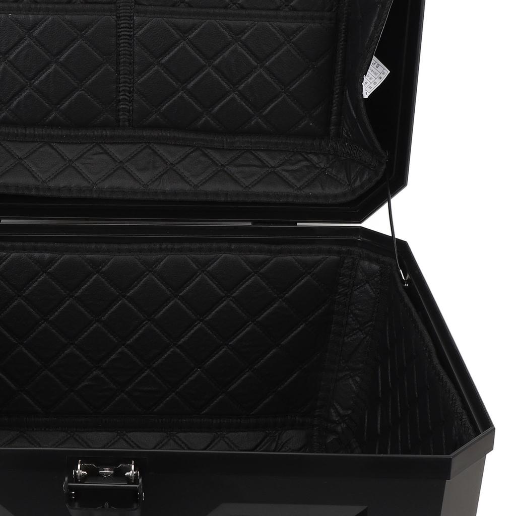 58L Motorcycle Top Box with Safety Lock Quick Release Universal Fit Water Resistant ABS Motorcycle Trunk Luggage Top Case For Helmet Black