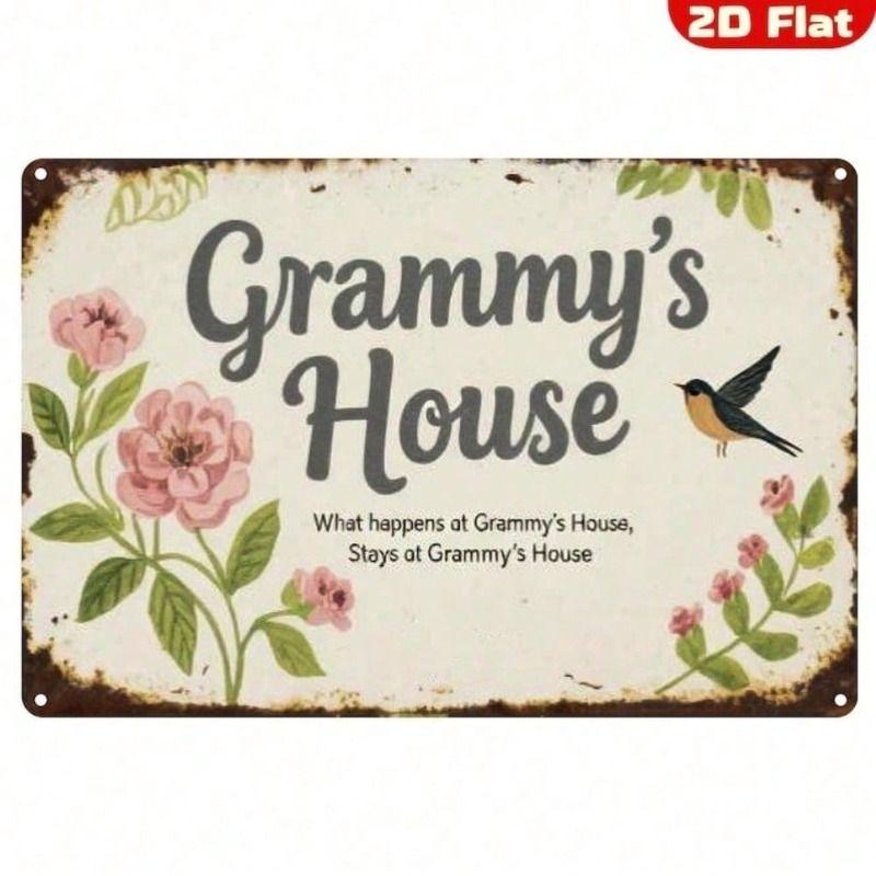 Vintage Metal Wall Art, Flower Tin Sign for Kitchen