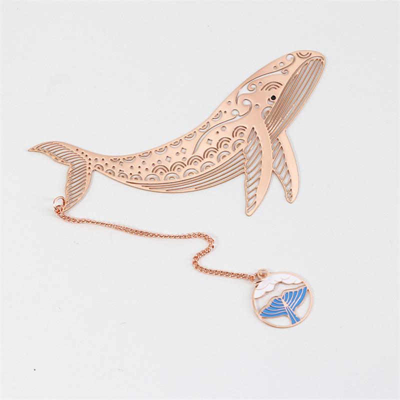 Whale Tide Ancient-Style Hollow Metal Art Bookmark: Ocean Museum Auspicious Festival Gift
