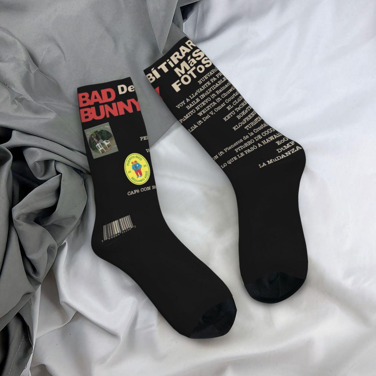 

Casual Bad Bunny DTMF Debi Tirar Mas Fotos Design Print Socks Spring Autumn Winter Comfortable Crew Socks Sweat Absorbing One Size