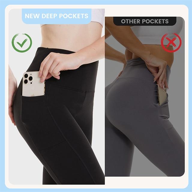 Hohe Taille Lockere Yogahose mit Taschen Schwarz Damen Jogginghose Tasche Yogahose Locker Bequem Fitnesshose Schwarz