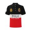 Polo Masculina Nova Paul Algodão Puro Azul Royal Bloco de Cores - Manga Curta Moda Europeia