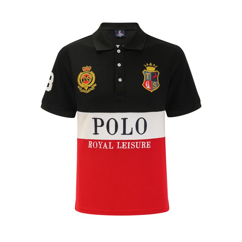 UrbanEdge Heren Nieuw Paul Puur Katoen Koningsblauw Colorblock Poloshirt - Korte Mouwen Europese Mode 150 rood/zwart