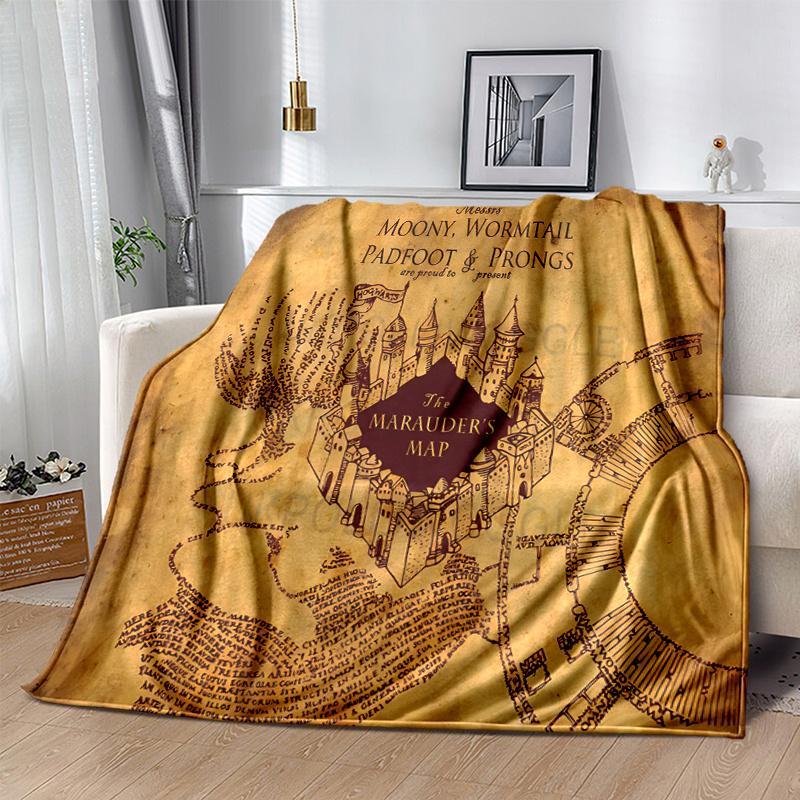 The Marauder's Map Hogwarts Castle Wall Art Print PosterPrint Blanket, Soft Blanket For Sofa Office Bed And Travelling Daughter Birthday Gif