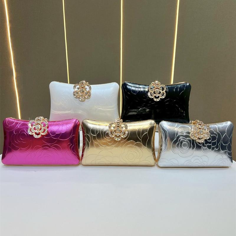 Luxury High-end 3D Embossing Women's Evening Bag Brand Design Diamond Flower Dinner Handbags Fashion Wedding Dress Crossbody Bag
