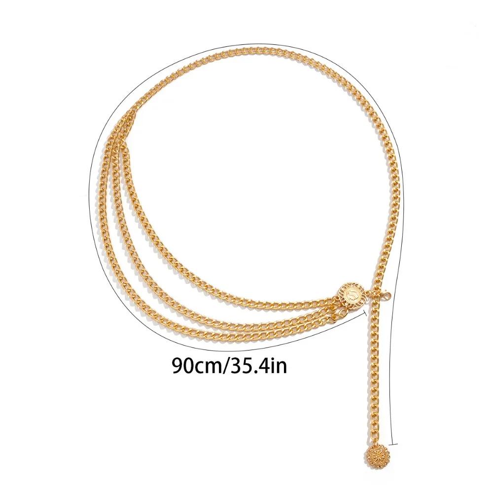 Sexy Women Fashion Belt Hip High Waist Gold Silver Color Narrow Metal Body Chain Chunky Fringes New