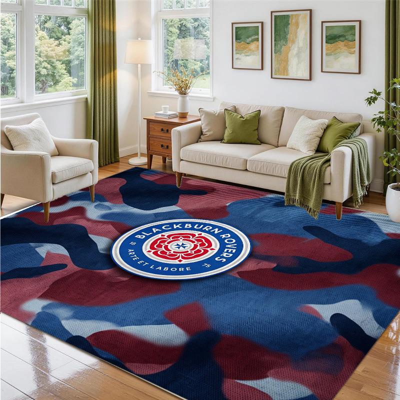 Blackburn Rovers Football Design Crystal Velvet Rug Soft Decorative Mat for Bedroom Entrance